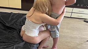i can't resist my big stepmom's tight tits blowjob then she spreads thighs wide for my anal pounding
