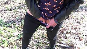i touch myself outdoors while he watches stroking off