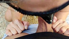 Slutty wife kneels sucking husband's throbbing cock
