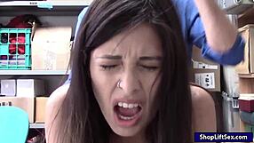 damn this brunette employee takes lp officer's cock deep