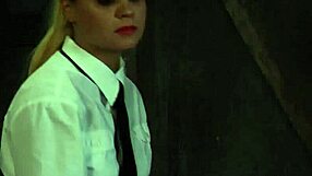 No escape 2 new lesbian slave bound in dungeon for femdom whipping