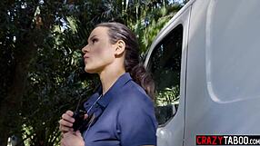 Officer Penny Barber Pounds Dana Vespoli's Big Tits in Office Muff Dive