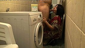 Amateur Cuckold Wife Rough Fucked in Basement While Husband Works
