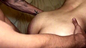 this hot blonde milf takes hard dp from two muscular guys rough