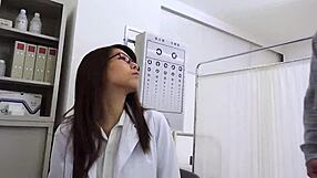 petite japanese teen nurse nympho swallows client cum after hospital blowjob