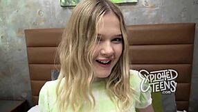 85 Lbs Blonde Teen Casting Sofa Interview Loves Sloppy Cock Sucking and Pussy Show