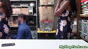 Petite ebony teen fucked hard by mall security for shoplifting theft!