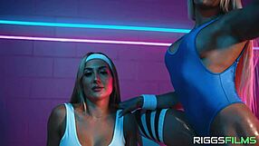 horny big boob lesbians grind wet pussies in tight scissoring