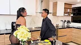Esposa Kylei Ellish bent over kitchen counter, Danyel Mast rough-fucks her big ass quickie