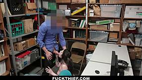 Suspect pulled to backroom for routine check but ends in hardcore thief fuck punishment