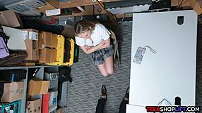 Dumb Blonde Teen Shoplifter Bent Over Fucked Doggystyle By Security Guard