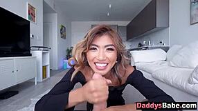 uhh super cute stepdaughter rides stepdaddy's cock for quick cash...