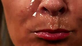 Horny Beauty Swallows Cum After Face Blast from Blowbang