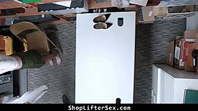 LP officer rips clothes fucks shoplifter teen cowgirl doggystyle bent over rough