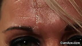 Horny Beauty Swallows Cum After Face Blast from Blowbang