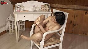 Oiled Feet Shine on Petite Italian Doll's Sexy Barefoot Body