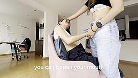 her clit gets hard as the straight salon bitch dives in