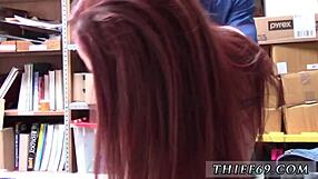 Redhead College Teen in Police Uniform Teases at Office Work Hardcore