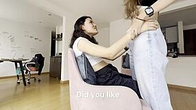 her clit gets hard as the straight salon bitch dives in