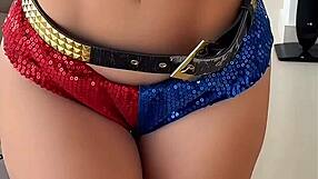 hot cosplayer emanuelly raquel dresses as harley quinn for dirty joi and jerk off instructions