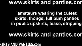 helena flashes upskirt panties then fingers wet pussy teasing hard