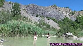 Finger this teen lesbian's tight vag deep now!
