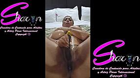 Oiled mexican big ass tits get licked in bedroom closeup