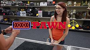 jenny's big tits bounce during brutal ass pounding at pawnshop