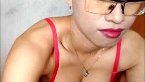 red bra ladyboy crossdresser strokes monster cock till explosive cumshot