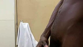 busting nuts in public toilet with monster bbc 💦🚽