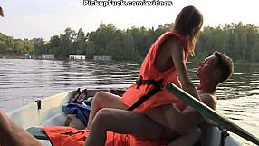 three guys pickup girl on boat for group blowjob creampie fun