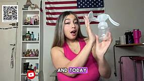 College coed milks lactating natural tits in breastfeeding tutorial