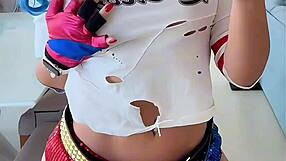 hot cosplayer emanuelly raquel dresses as harley quinn for dirty joi and jerk off instructions