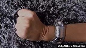Man, check out blonde mature Vicky Vette rubbing her hairy wet pussy to climax