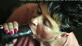 dripdrop granny t drops to knees slurps black monster cock wet