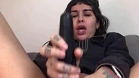 french cutie crams huge dildos in ass squirts wildly