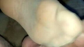 homemade footjob feels so good in those tan stockings teasing every inch sensually
