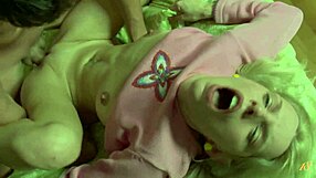 skinny blonde teen's tight shaved ass stuffed bent over by slim boy's big meat