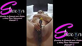 Oiled mexican big ass tits get licked in bedroom closeup