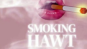 Japanese babe smokes cig dirty talks while exhaling on thick cock