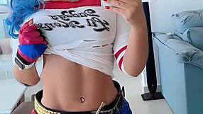 hot cosplayer emanuelly raquel dresses as harley quinn for dirty joi and jerk off instructions