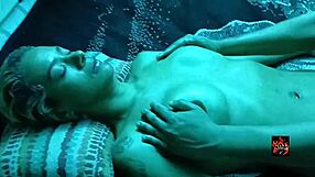 i love this cute brunette milf's skinny body getting tantric massage on bed with her perky tits