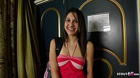 Skinny teen small tits takes real first BWC casting fuck facial