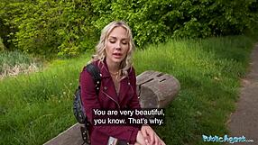 hot finnish blonde says take my pussy with your big cock outdoors public agent