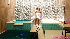 trans maylla mandy takes double bareback creampie pounding