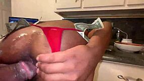 hot atlanta stripper bends for bbc anal in str8rich kitchen post-club