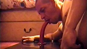 bisexual dude rides fat dildo cock then blasts cum after assfucking toy