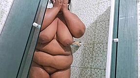 whoa caught the neighbor milf bathing with huge natural tits then squirting everywhere