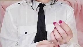 Curvy Secretary Lammy Pixels Her Shaved Pussy Masturbates Blows Handjobs Cum Swallow
