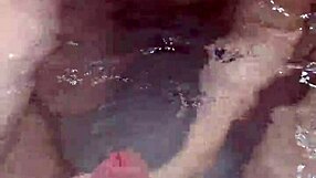 my sexy girlfriend in bath gives close-up handjob to monster cock with underwater cumshot